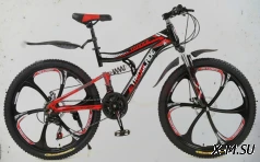 Велосипед 26&quot; TRIOBLADE (литые обода 6 ЛУЧЕЙ,дисковый тормоз,21ск) ЧЕРНО-КРАСНЫЙ