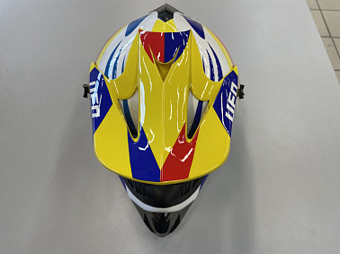 Шлем кроссовый HETOSHI UFD XD1-43 цв. Бело-сине-красно-желтый р. S