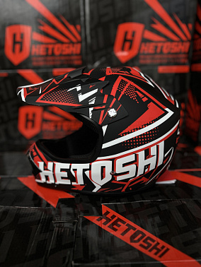 Шлем кроссовый детский HETOSHI Cross-Kids KY-B12 цв.Красно-черно-белый Матовый р.Y-M