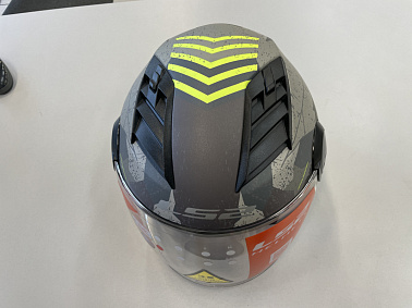 Шлем открытый с визором HETOSHI XD1-260 цв. Серый с черно-зелеными вставками р. L