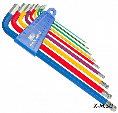 Набор цветных шестигранников YC-623-9C Bike Hand 1,5/2/2,5/3/4/5/6/8/10 мм Набор цветных шестигранников YC-623-9C Bike Hand 1,5/2/2,5/3/4/5/6/8/10 мм