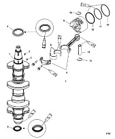 Коленвал, поршни и шатуны 4-Х ТАКТНОГО ПЛМ MERCURY 50 Серийный номер от 1C000001 до 1C050251