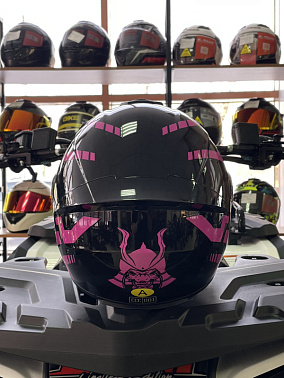 Шлем интеграл HETOSHI цв. Черный с розовыми вставками р.XL